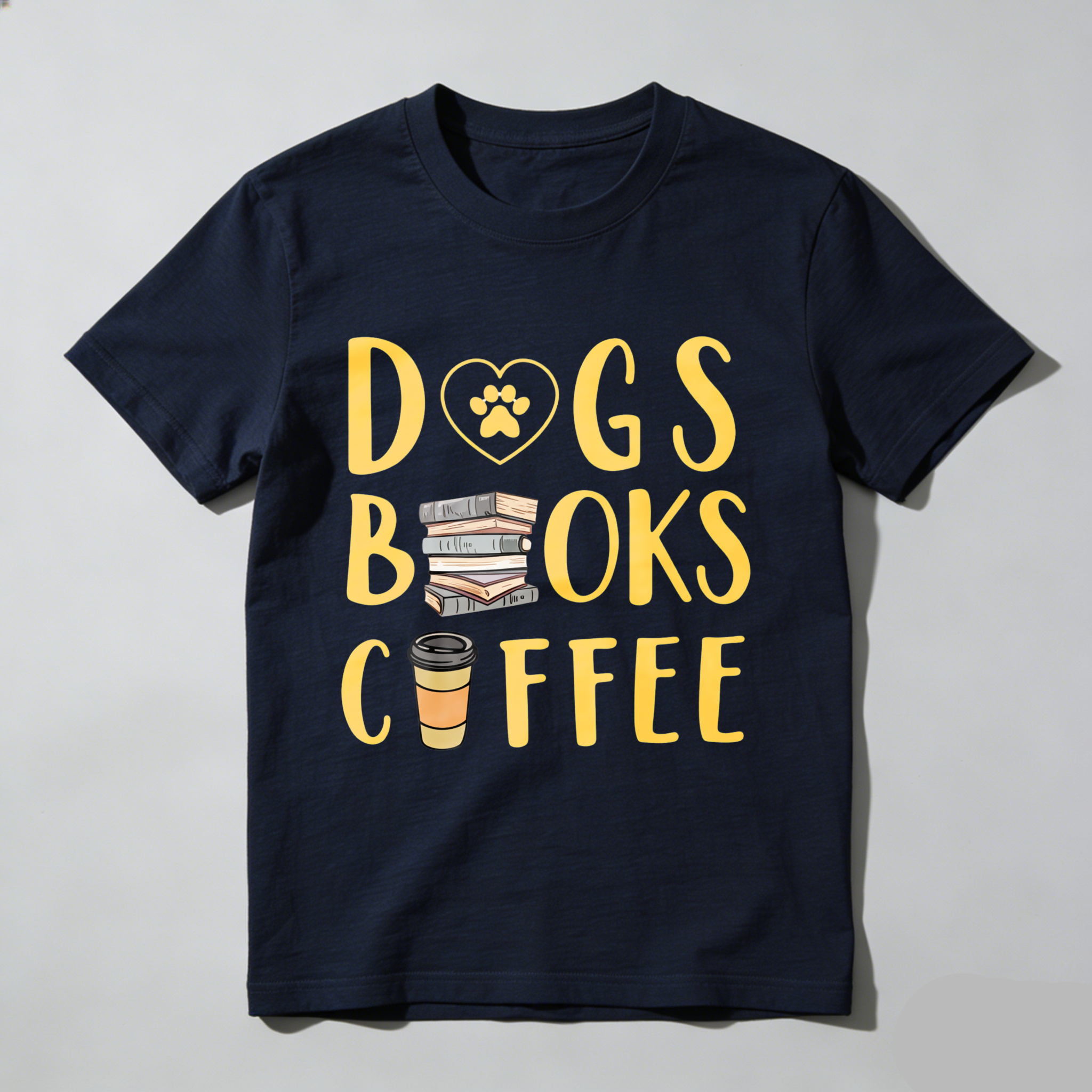 Wardrobecart Dogs Books Coffee Tshirt