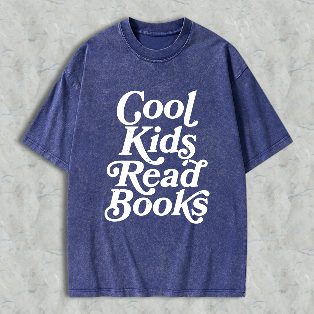 Wardrobecart Cool Kids Read Books Unisex Washed T-shirt