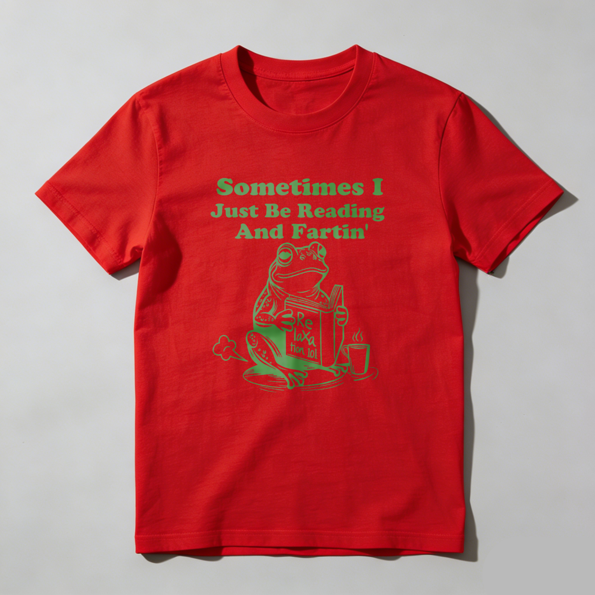 Wardrobecart Frog Reading Book And Farting With Cup Tshirt