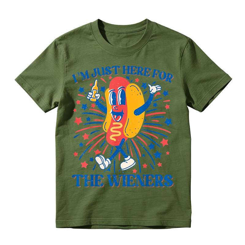 Hot Dog I'm Just Here for The Wieners 4th of July T-Shirt