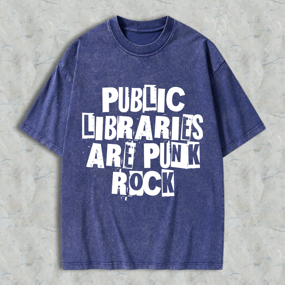 Wardrobecart Public Libraries Are Punk Rock Unisex Washed T-shirt