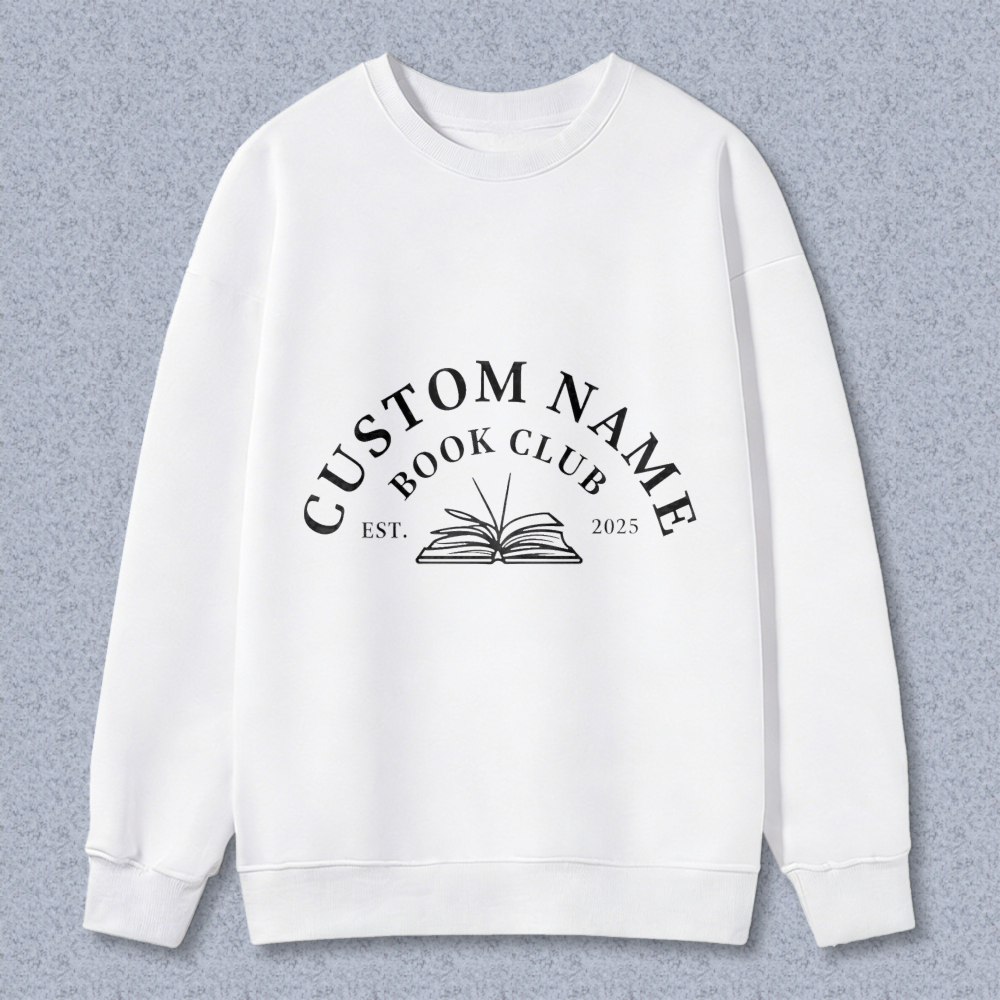 Wardrobecart Custom Name Book Club Est 2025 With Open Book Design Unisex Classic Sweatshirt