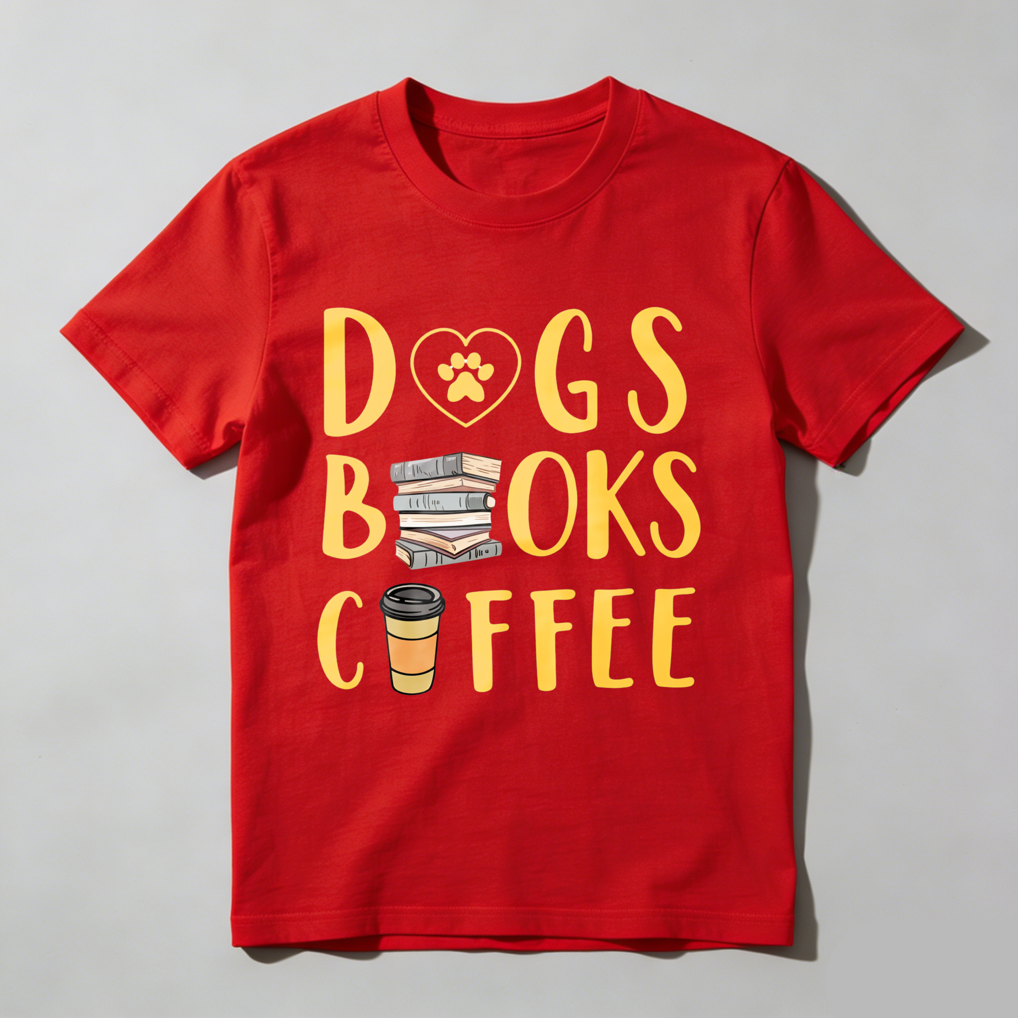 Wardrobecart Dogs Books Coffee Tshirt