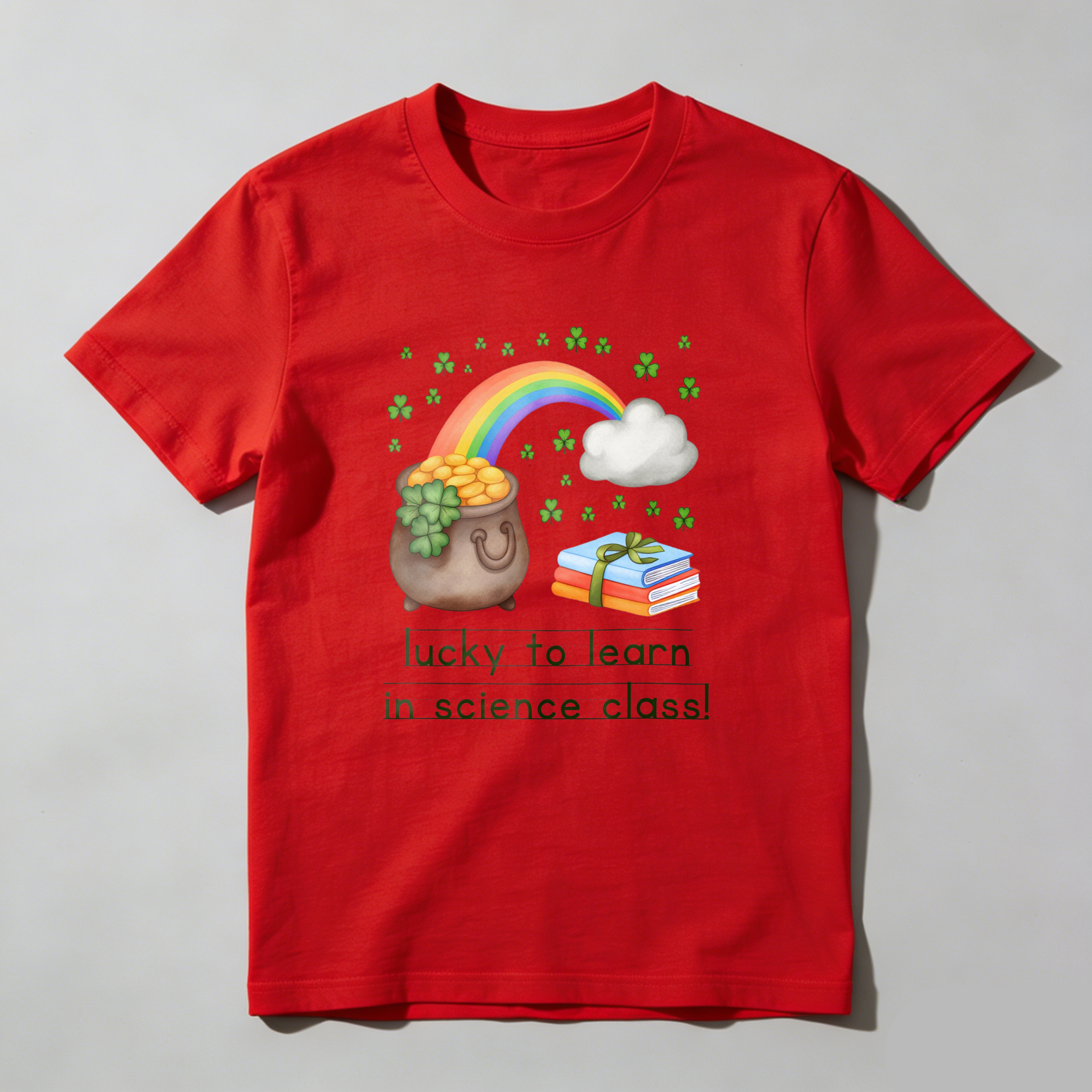 Wardrobecart Pot Of Gold Rainbow Books Clover Cloud tshirt