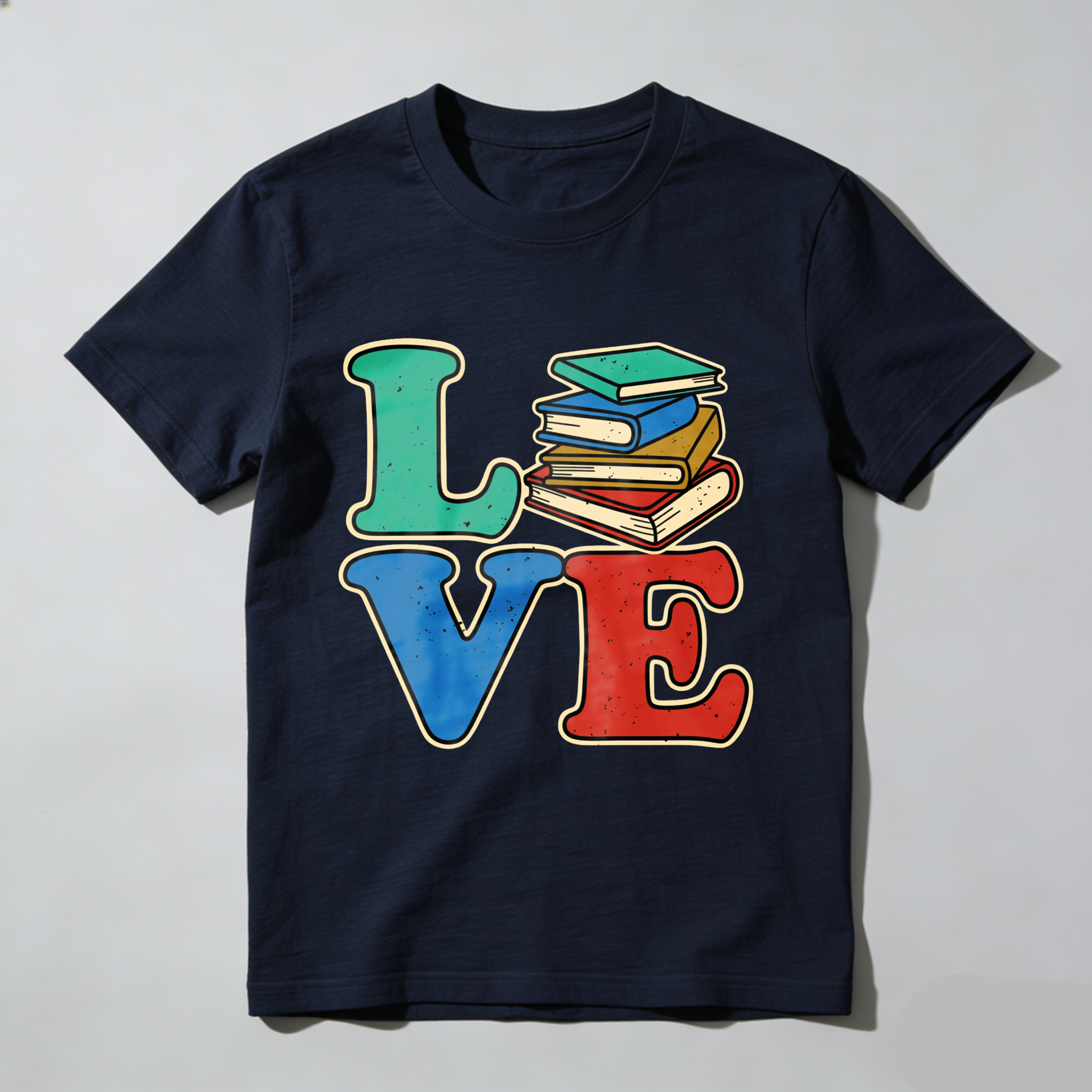 Wardrobecart Love Books Stack Design Print Tshirt