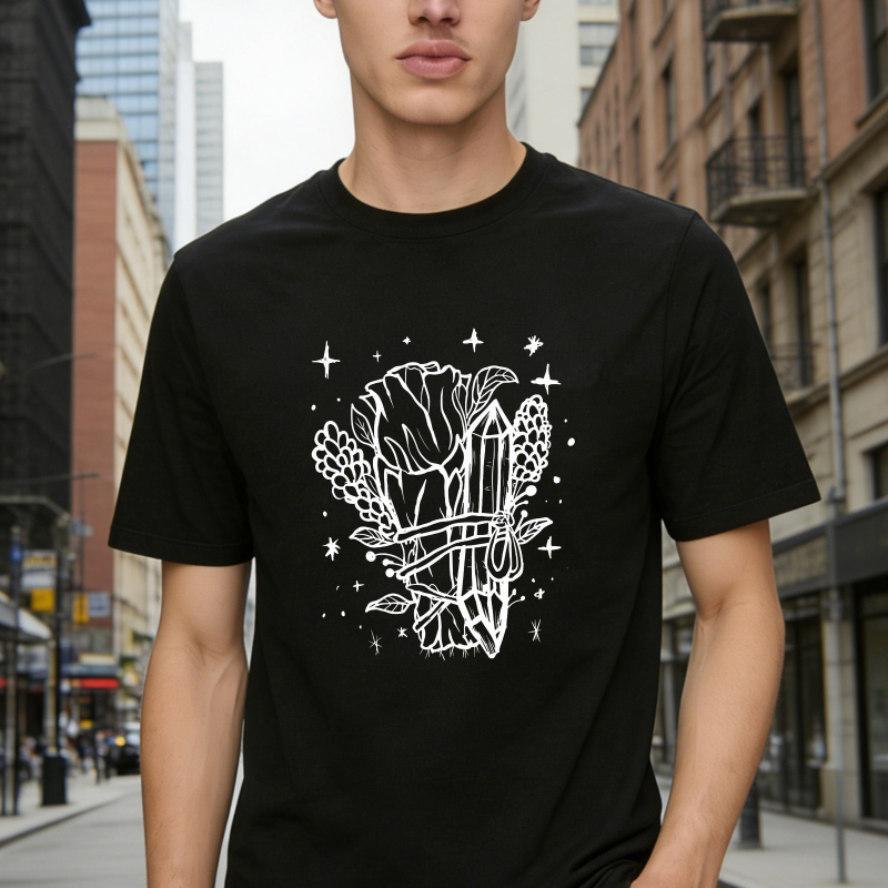 Floral Bouquet With Crystals And Stars, Unisex Classic T-shirt