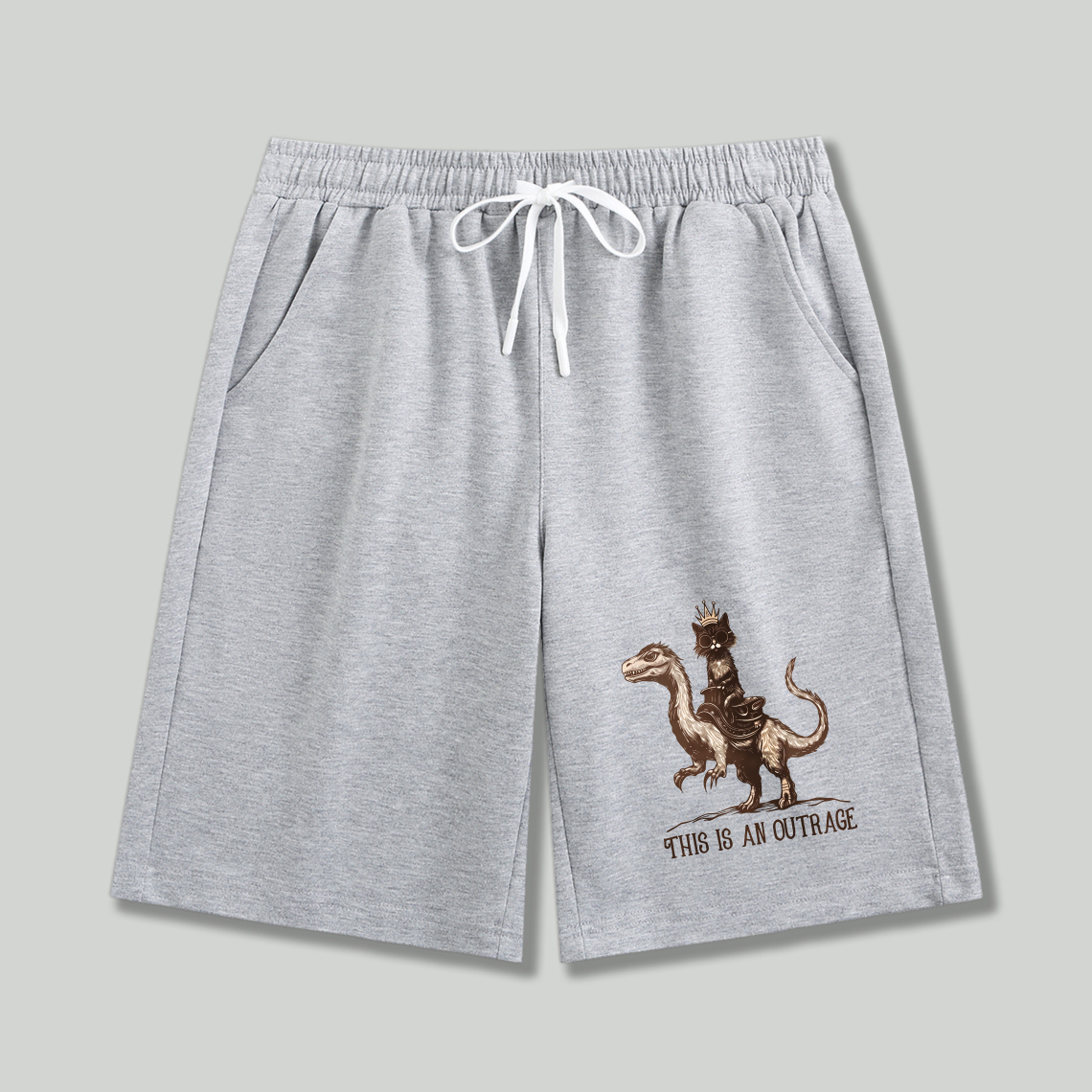 Wardrobecart Dinosaur With Crown And Text This Is An Outrage Shorts