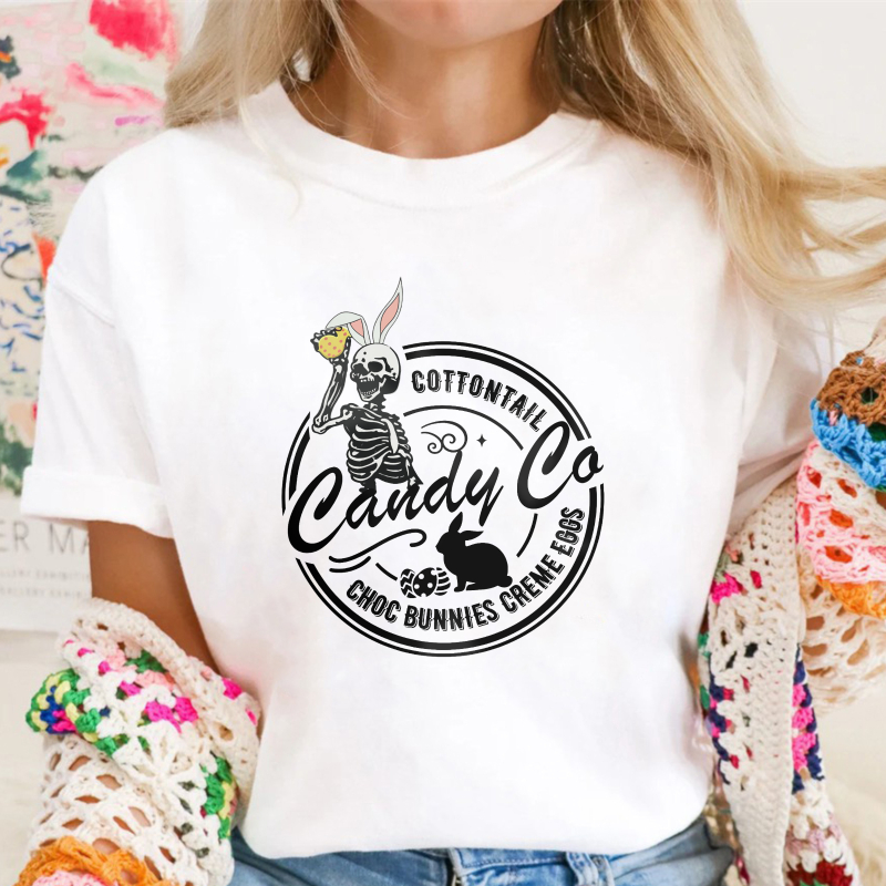 Skeleton Bunny Holding Carrot, Cottontail Candy Co Choc Bunnies Creme Eggs, Unisex Classic T-shirt