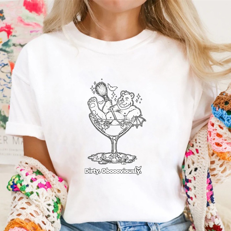 Cocktail Glass With Panda Bat Moon Stars And Dirty Oboooviously Text Unisex Classic T-shirt