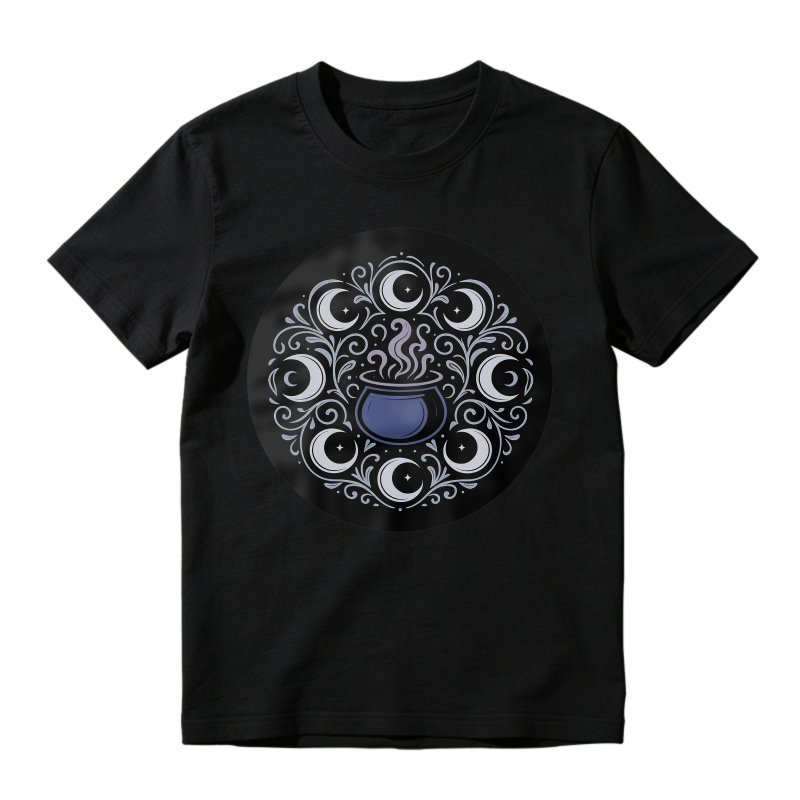 Mystical Blue Cauldron With Eyes And Swirls Mandala, Unisex Classic T-shirt