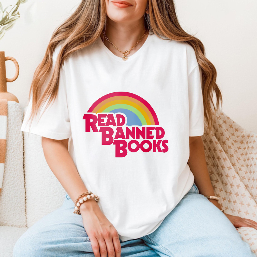 Wardrobecart Read Banned Books Rainbow Design Tshirt