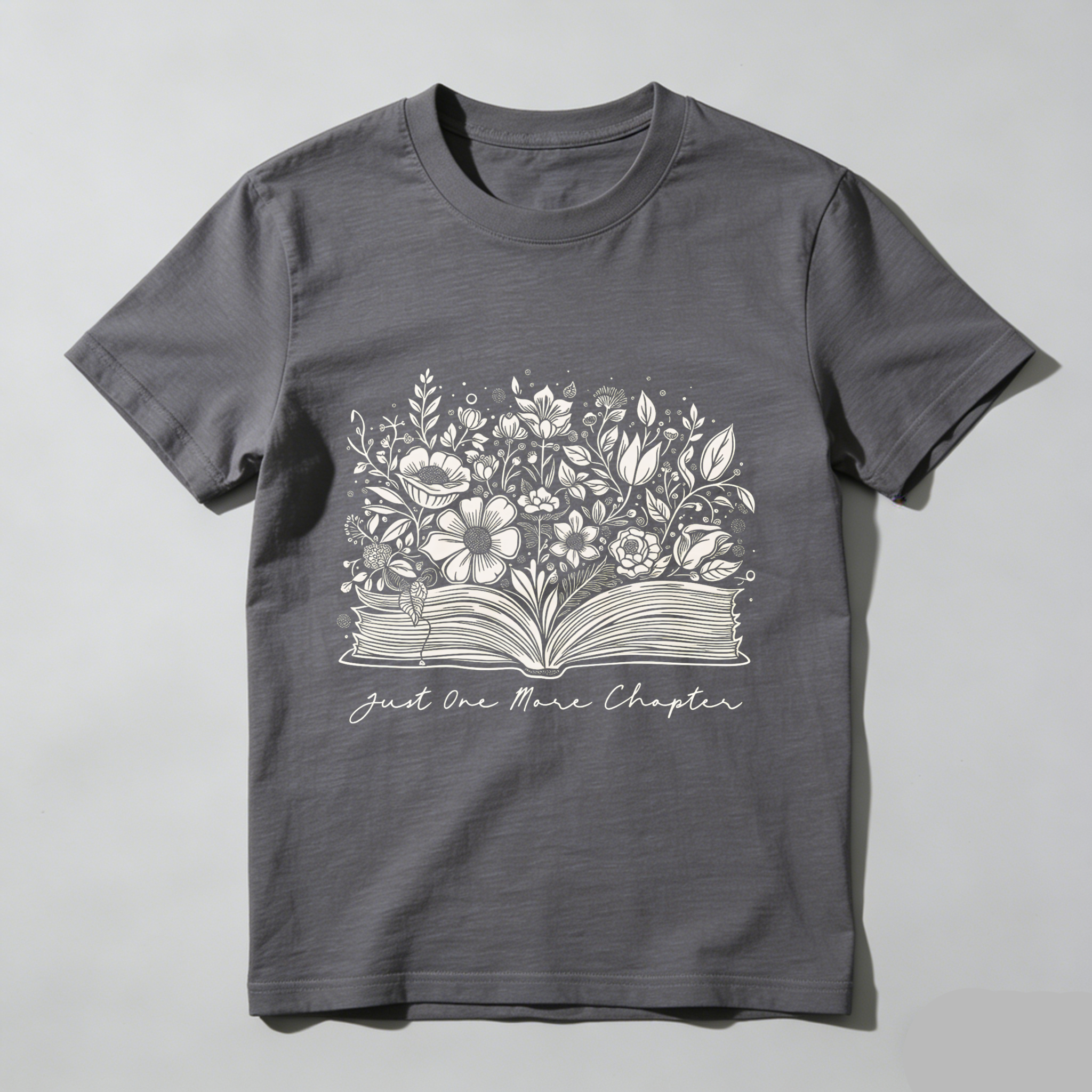 Wardrobecart Open Book With Flowers And Text Tshirt