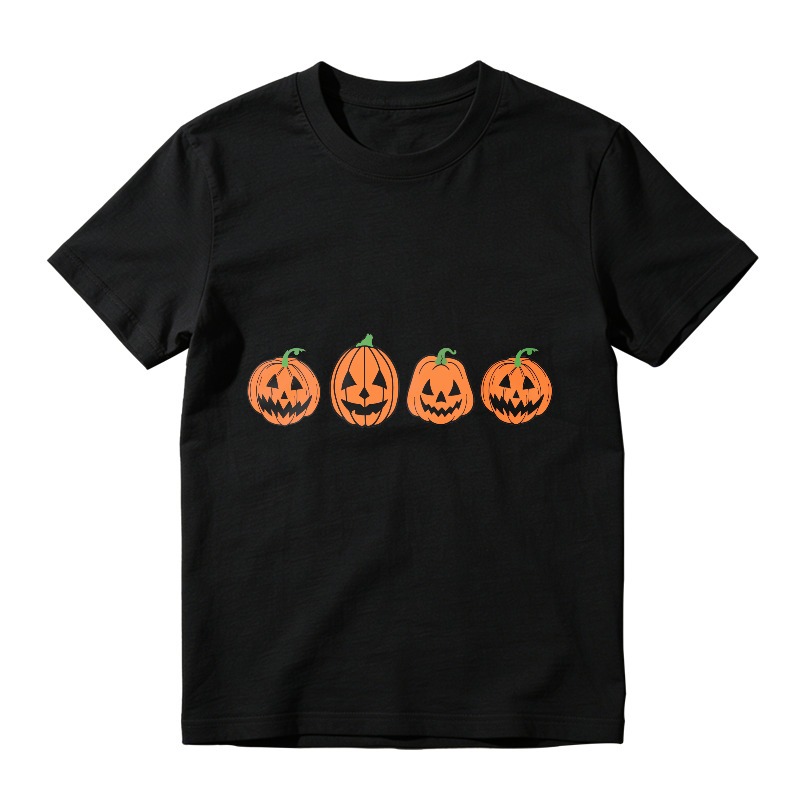 Four Orange Jack O Lantern Pumpkin Faces Halloween Unisex Classic T-shirt