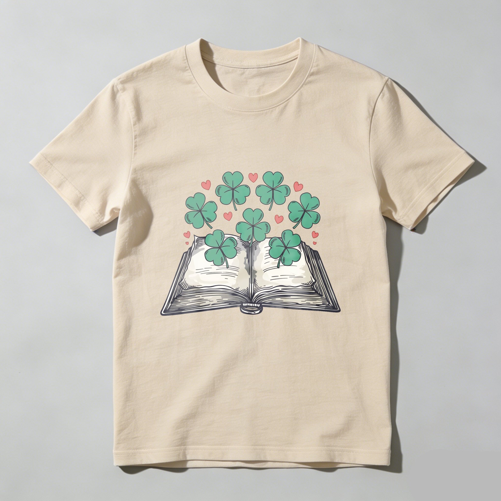 Wardrobecart Open Book With Clover And Hearts tshirt