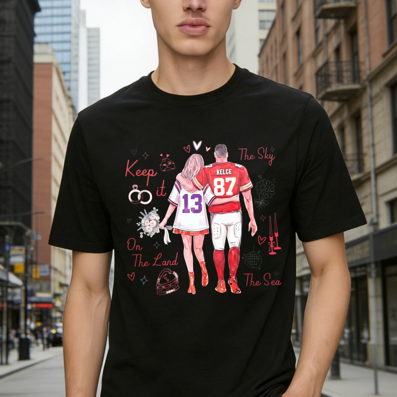 Keep It On The Land The Sky The Sea Football Couple Jersey Number 13 And 87 Kelsey Unisex Classic T-shirt