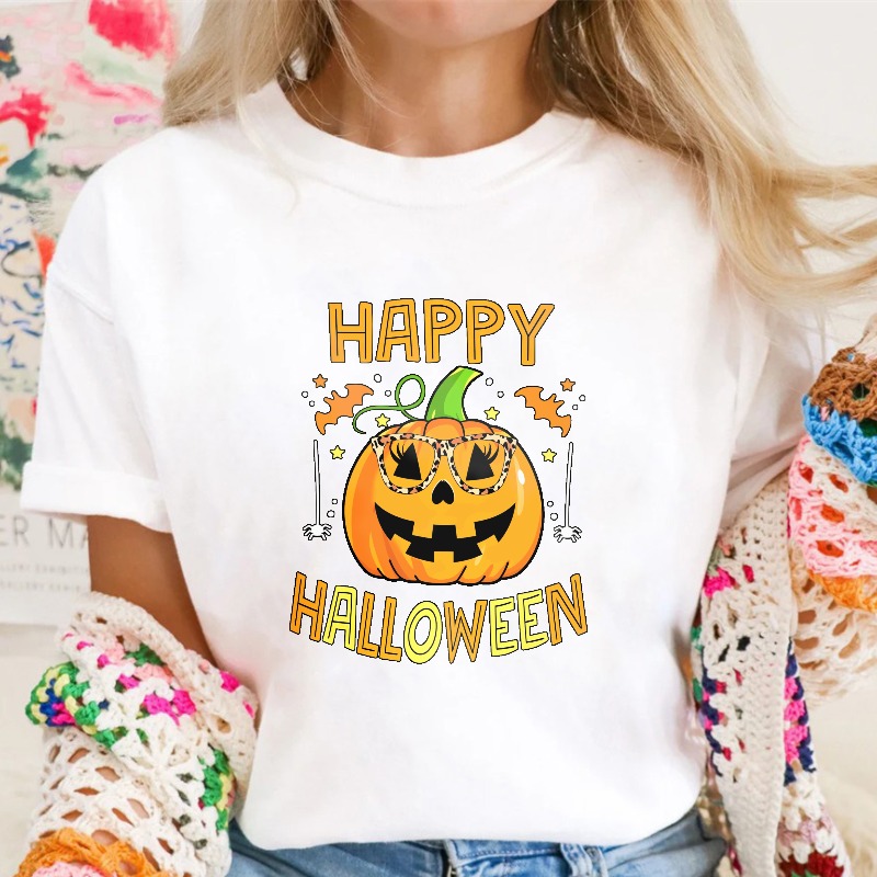 Happy Halloween Pumpkin With Sunglasses And Bats Unisex Classic T-shirt