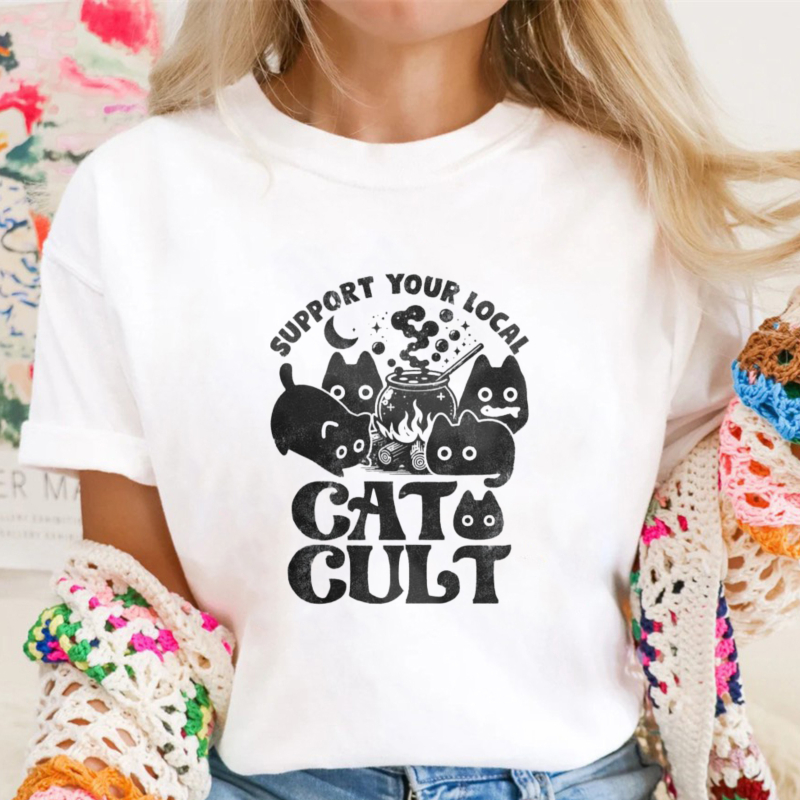 Support Your Local Cat Cult Funny Cat Lover Graphic T-shirt