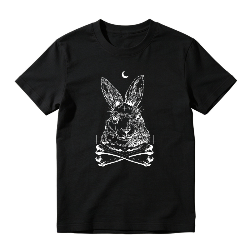 Creepy Rabbit Skull And Crossbones Moon Graphic, Unisex Classic T-shirt