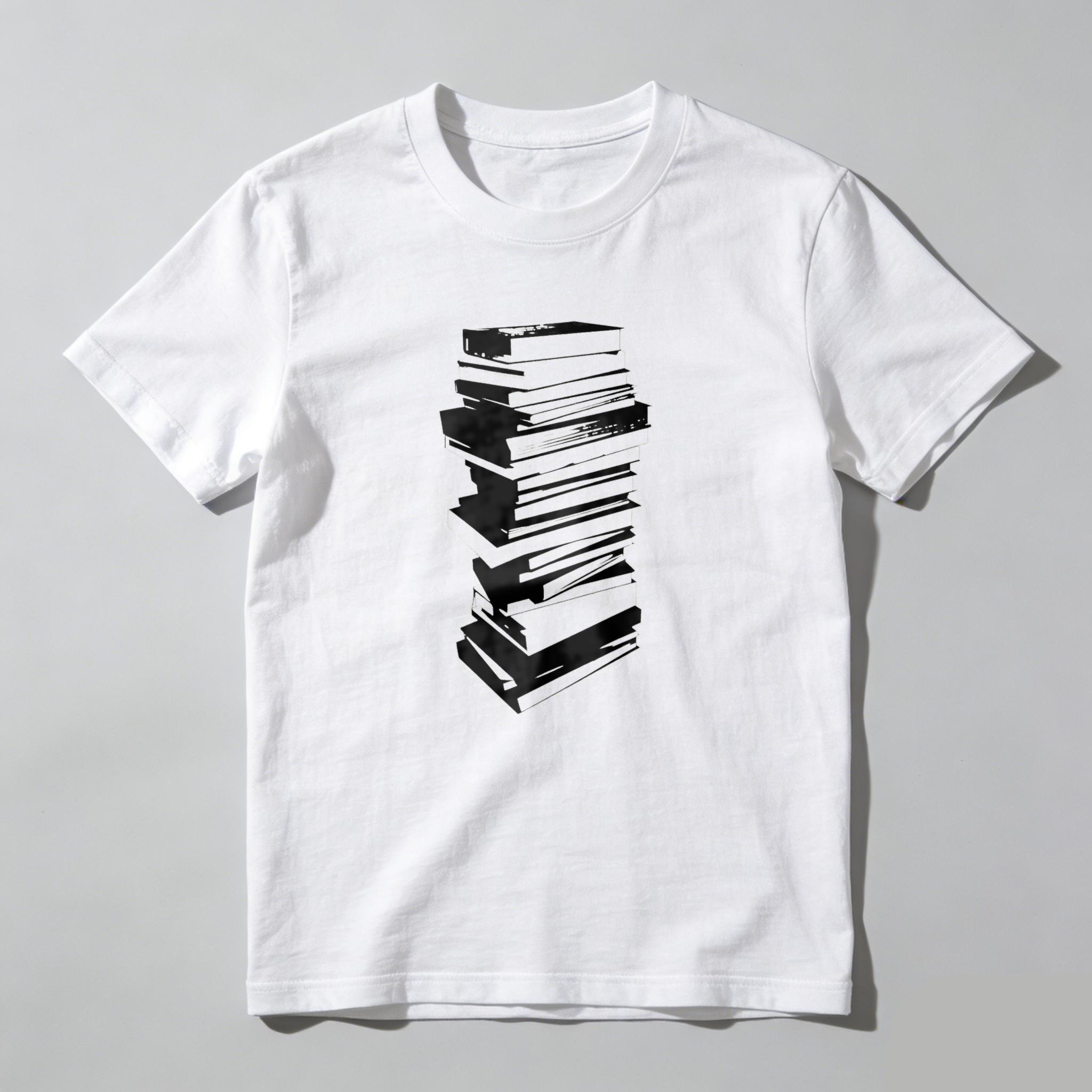 Wardrobecart Stacked Books Graphic Design Print Tshirt