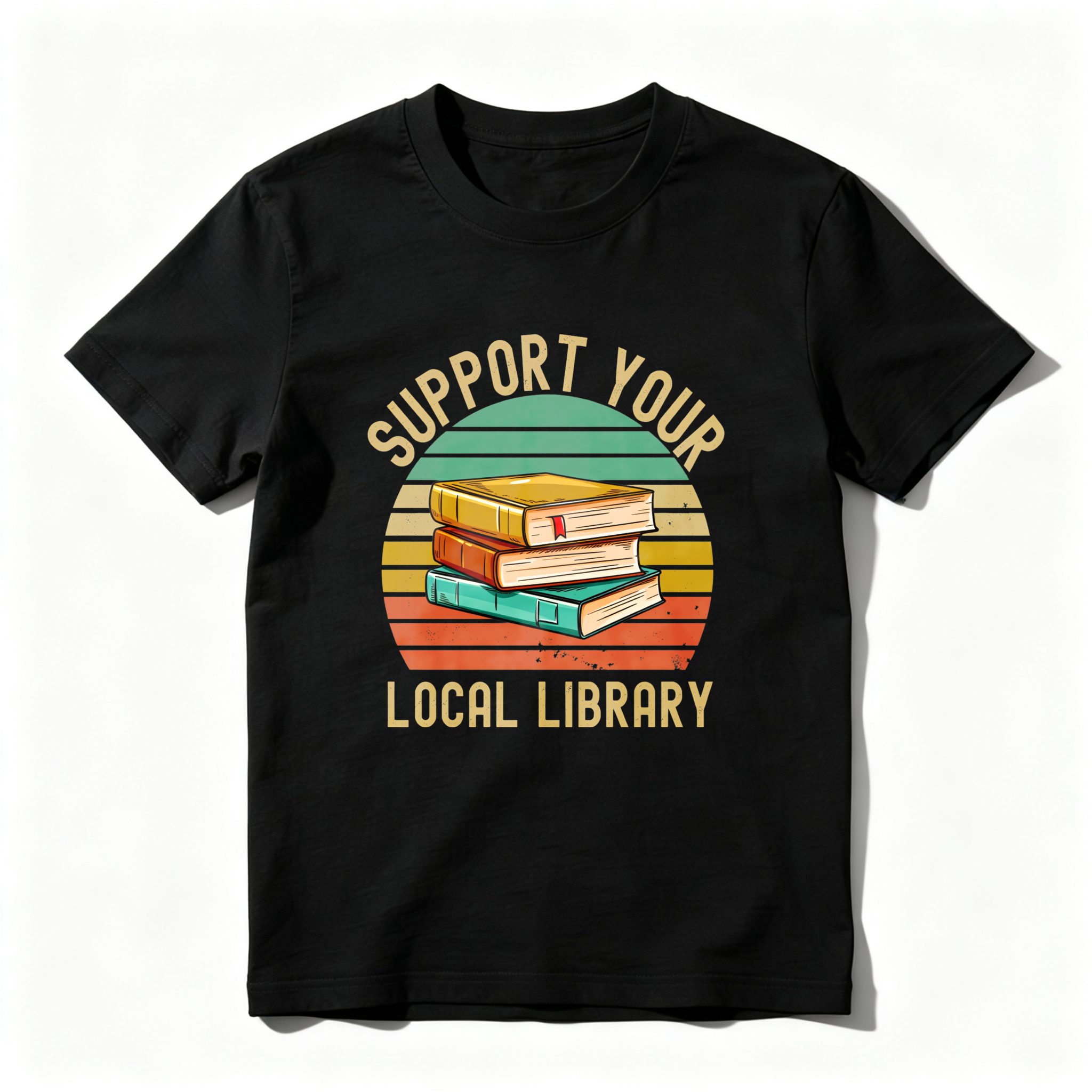 Wardrobecart Support Your Local Library Books Sunset Design Tshirt