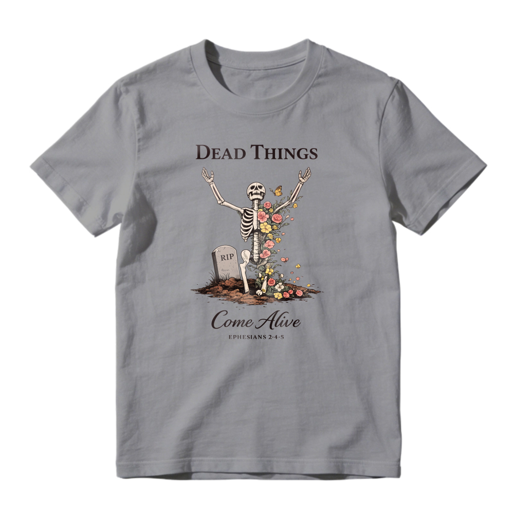 Dread Things Come Alive Skeleton With Flowers And Tombstone Graphic Unisex Classic T-shirt