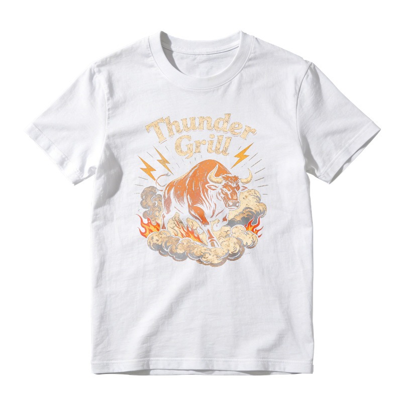 Thunder Grill Bull Lightning Fire Clouds Graphic Unisex Classic T-shirt