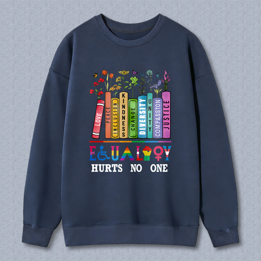 Wardrobecart Rainbow Crayons With Flowers And Inclusion Symbols Unisex Classic Sweatshirt