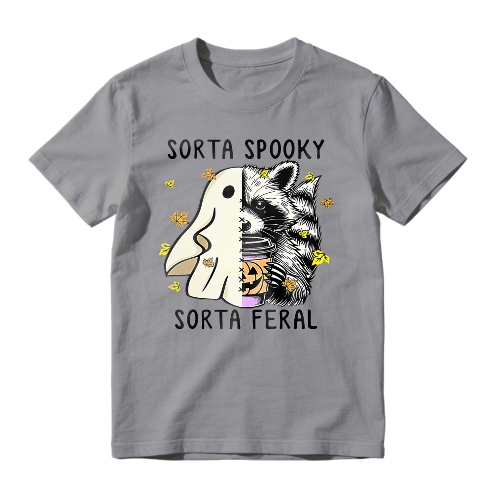 Sorta Spooky Sorta Feral Ghost Raccoon Halloween, Unisex Classic T-shirt