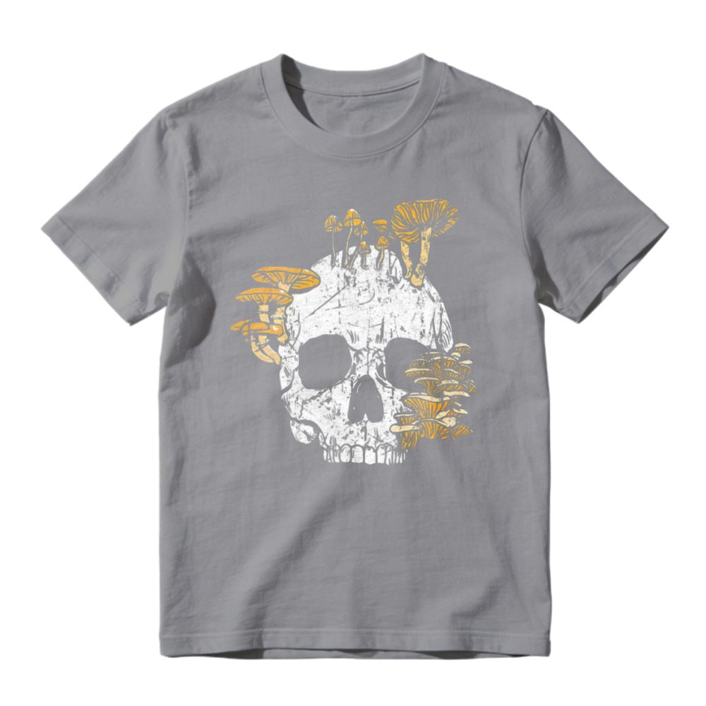 Skull With Mushrooms Growing On Head Graphic T-shirt