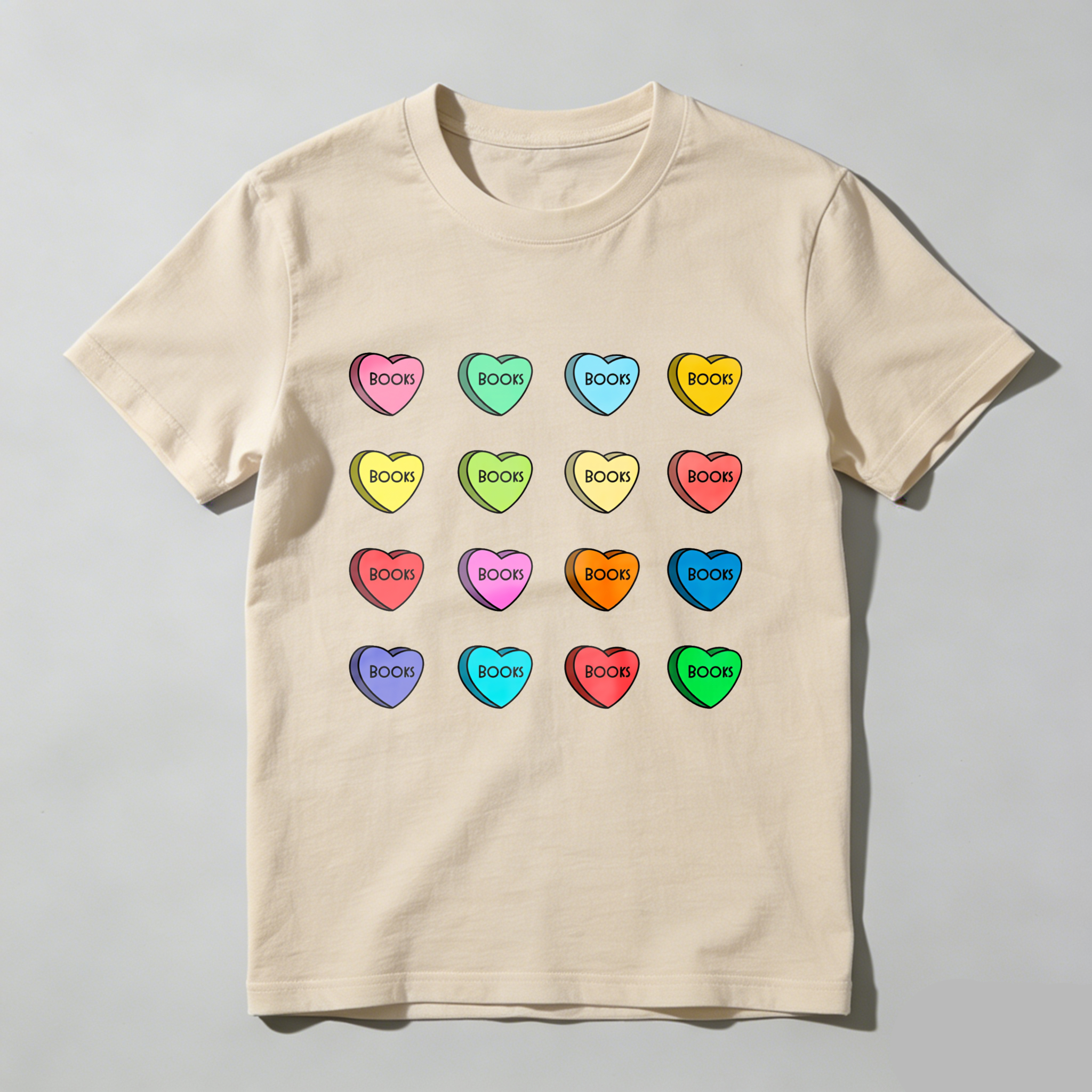 Wardrobecart Colorful Hearts With Boop Text Tshirt