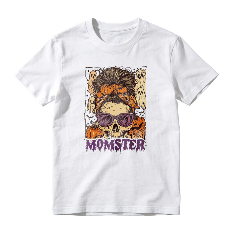 Halloween Skull With Sunglasses And Ghosts Momster Graphic, Unisex Classic T-shirt