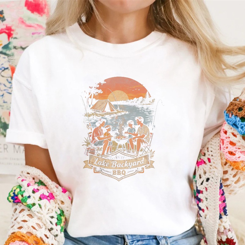 Lake Backyard Bbq Camping Sunset Unisex Classic T-shirt