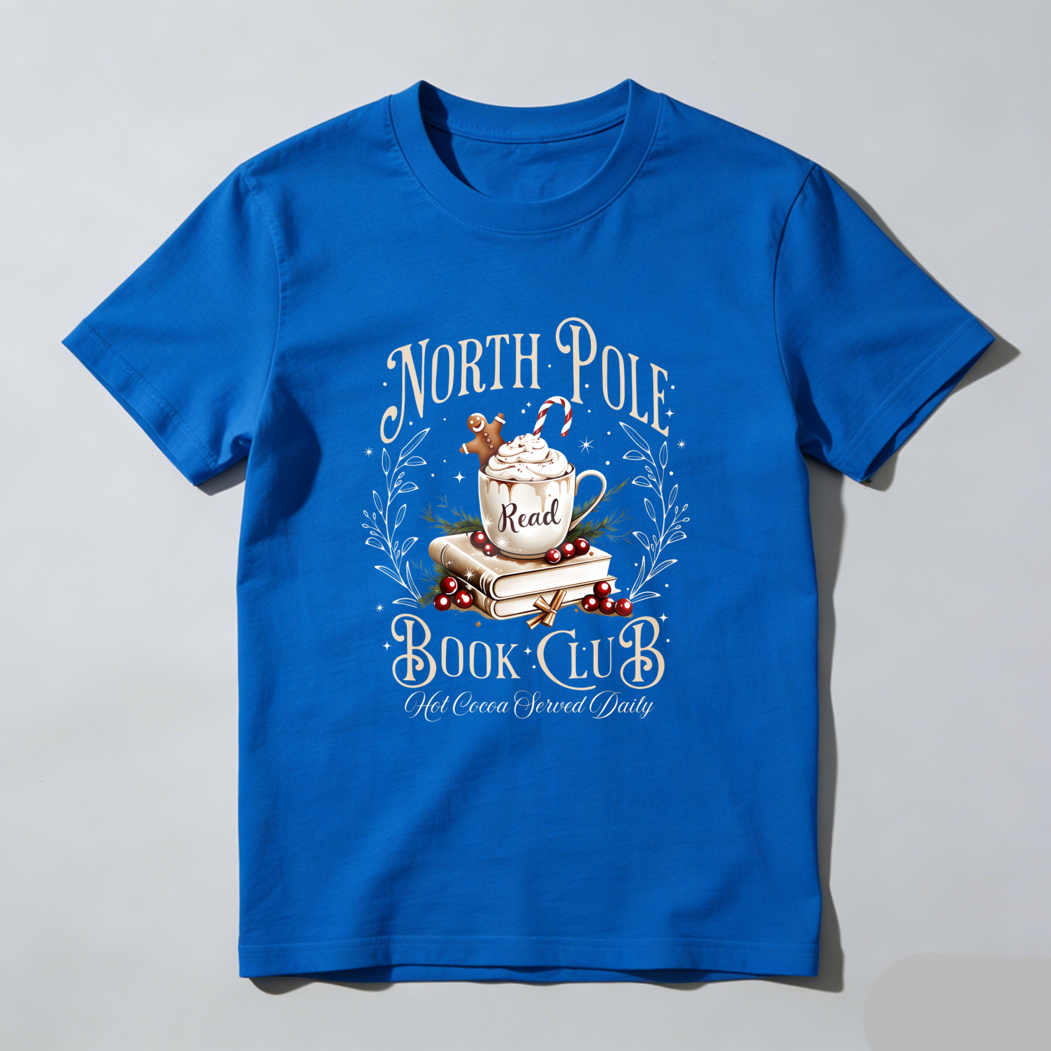 Wardrobecart North Pole Book Club Hot Cocoa Served Daily Tshirt