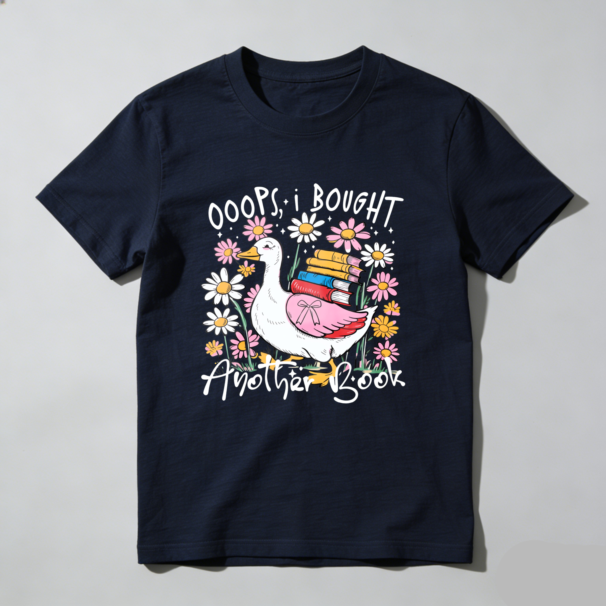 Wardrobecart Duck Carrying Books Among Flowers Tshirt