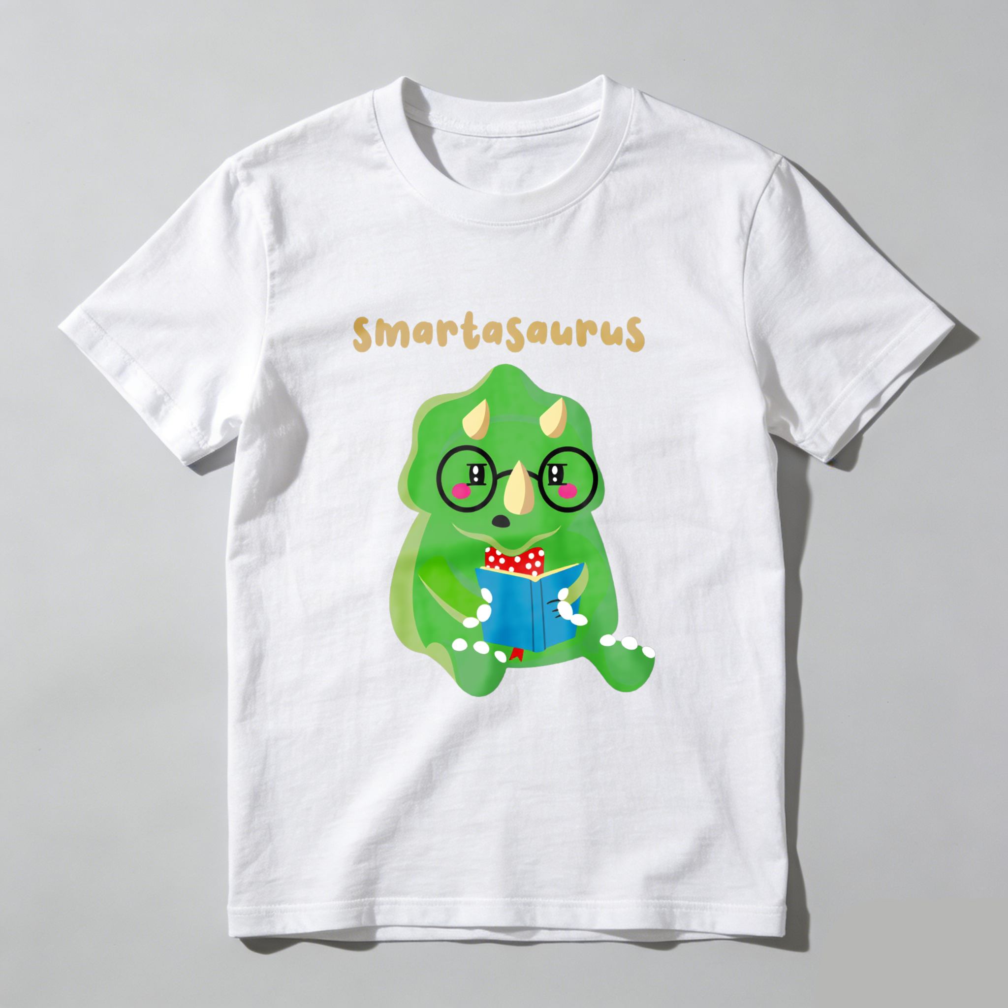 Wardrobecart Smartasaurus Dinosaur Reading Book With Glasses Tshirt