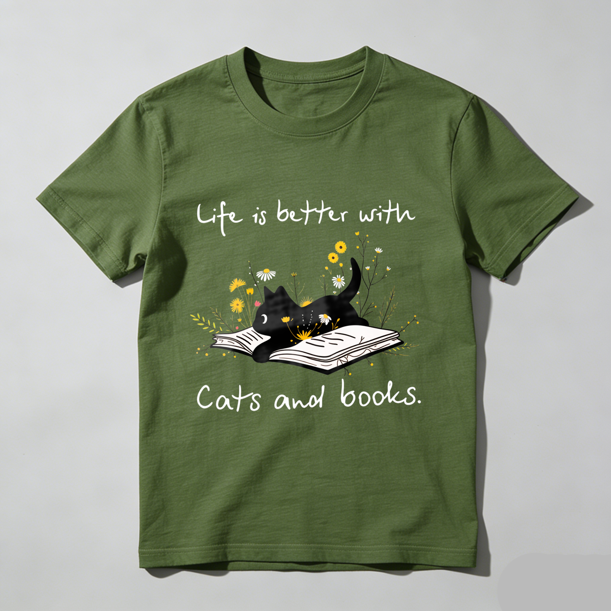 Wardrobecart Life Is Better With Cats And Books Tshirt