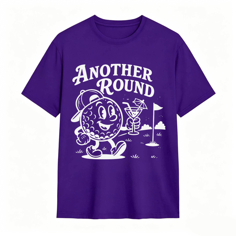 Golf Ball Character Holding Cocktail And Flag On Golf Course Another Round Text Unisex Classic T-shirt