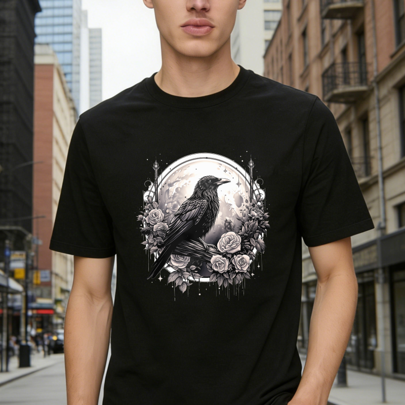 Raven And Roses Moon Gothic Art, Unisex Classic T-shirt