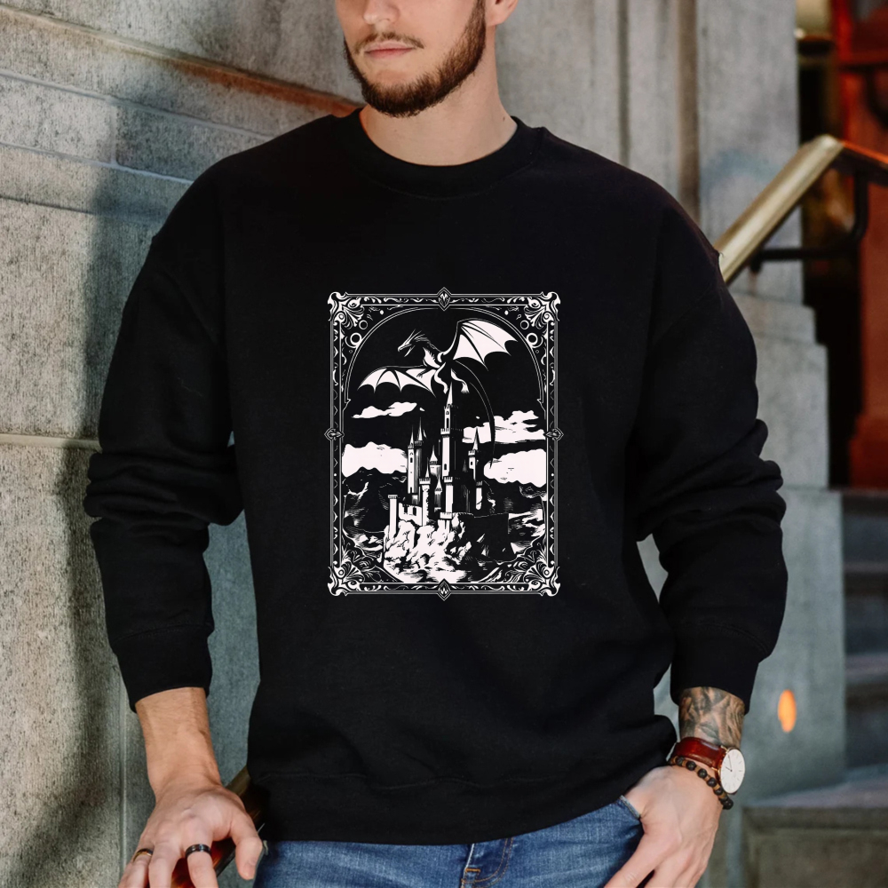 Wardrobecart Fantasy Castle With Bats And Clouds Unisex Classic Sweatshirt