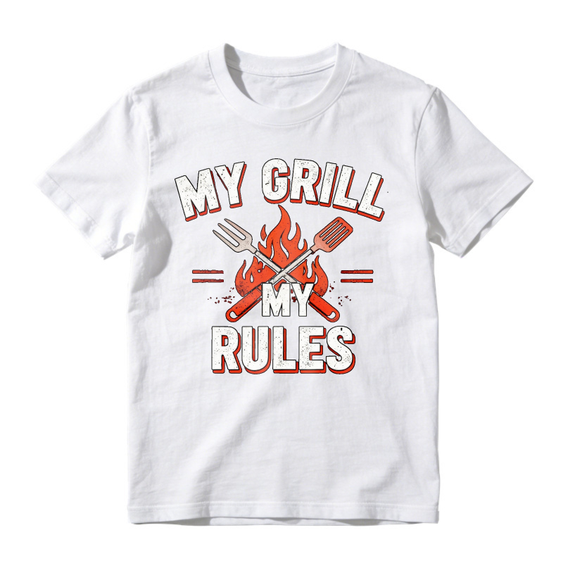 My Grill My Rules Barbecue Fork Spatula Fire Graphic Unisex Classic T-shirt