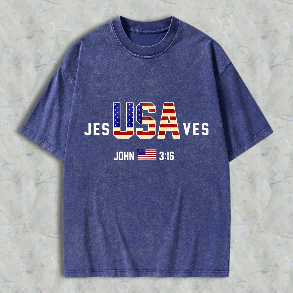 Jesus Usa Loves John 316 Washed T-shirt
