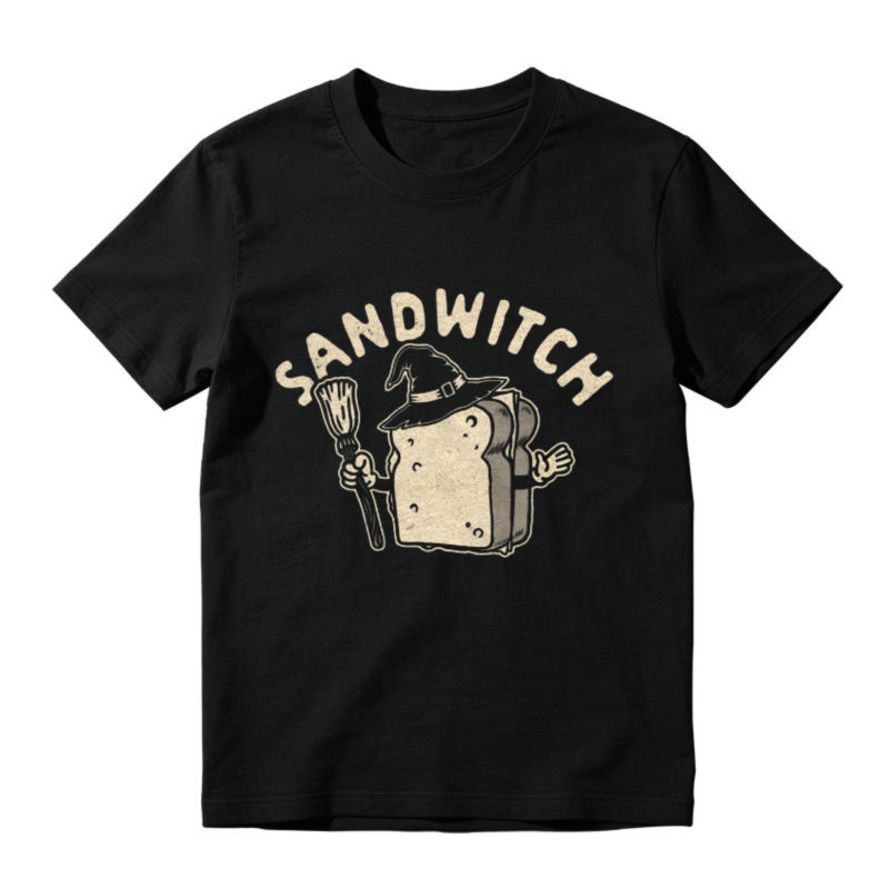 Sandwitch Witch Bread Broom Funny Food Pun Graphic T-shirt