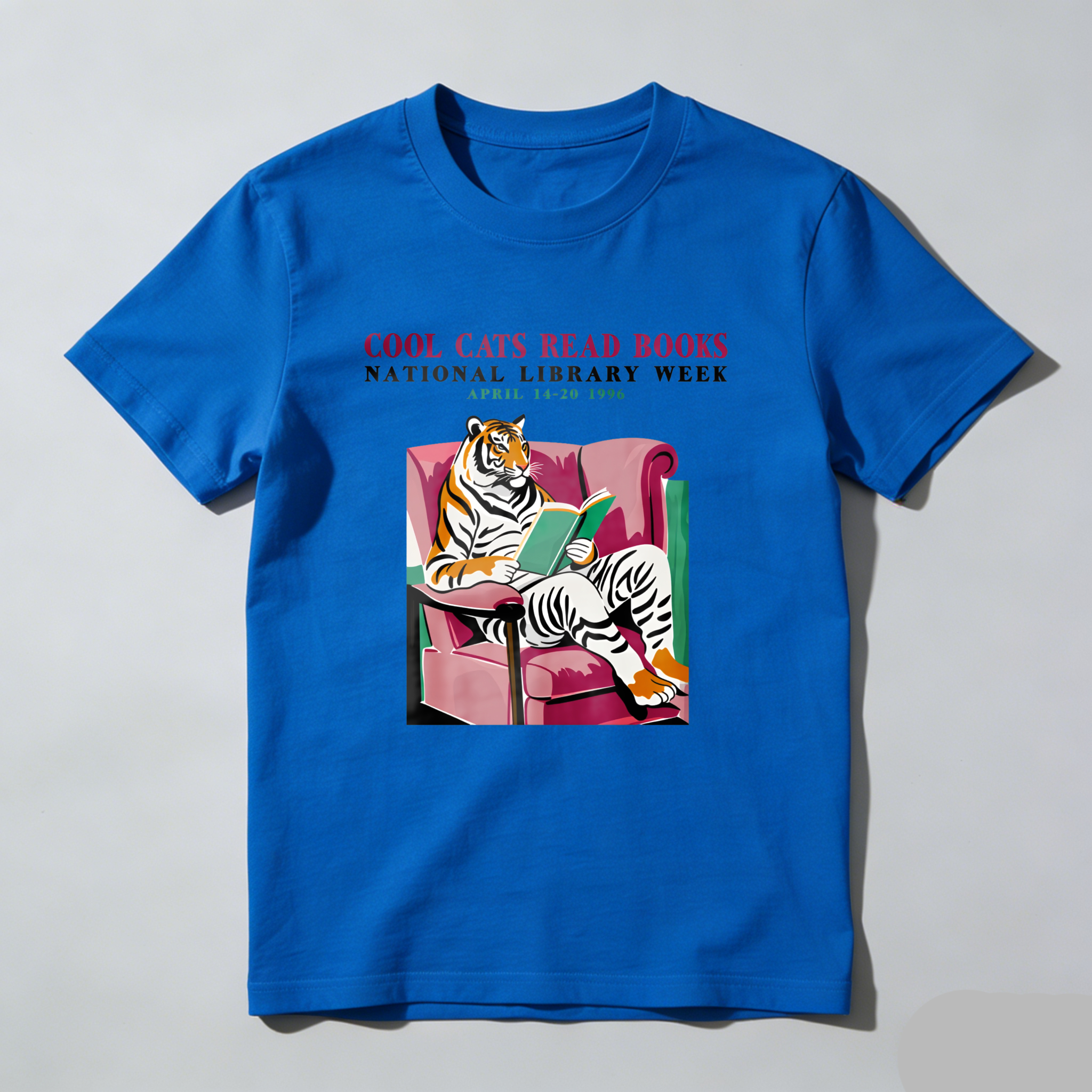 Wardrobecart Tiger Reading Book In Armchair Tshirt