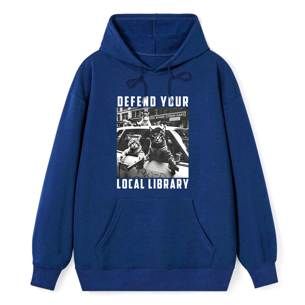 Wardrobecart Defend Your Local Library Cats In Car Unisex Classic Hoodie