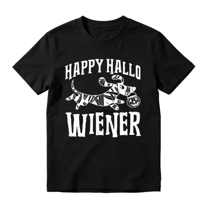 Happy Hallo Wiener Funny Halloween Dachshund Dog Graphic T-shirt