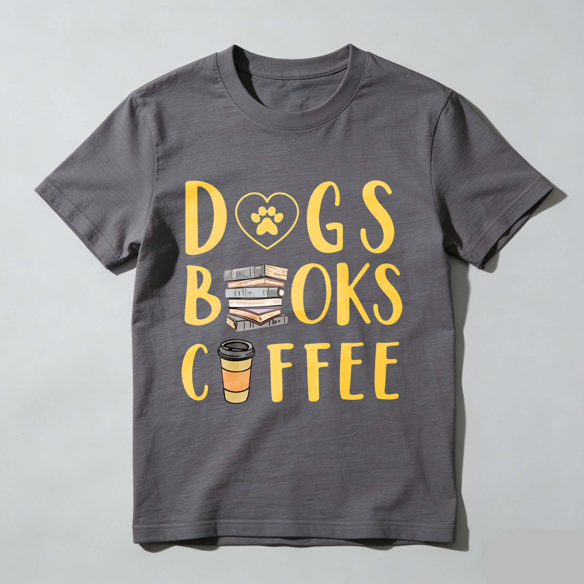 Wardrobecart Dogs Books Coffee Tshirt