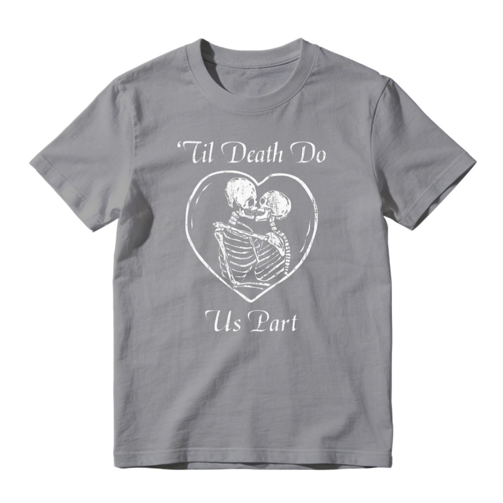 Til Death Do Us Part Skeleton Heart Romance Graphic T-shirt