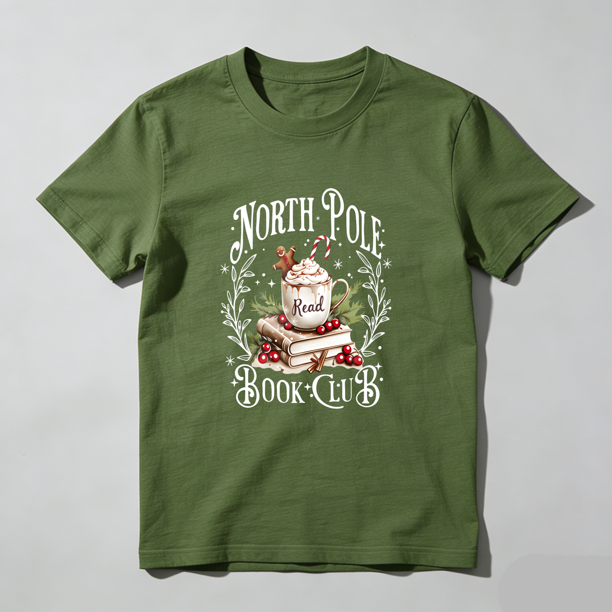 Wardrobecart North Pole Book Club Christmas Reading Theme Tshirt