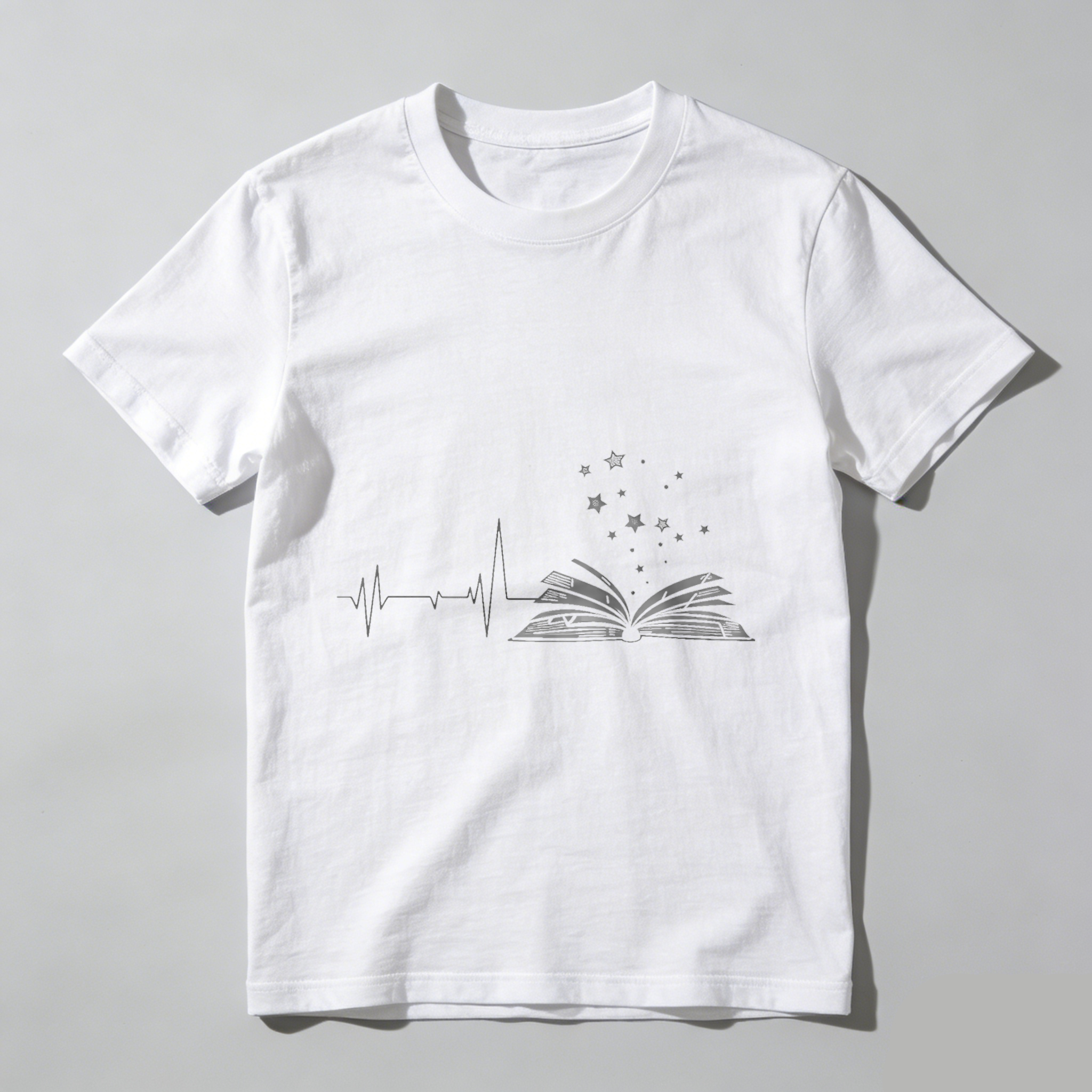 Wardrobecart Heartbeat Book Stars Pattern Print Tshirt