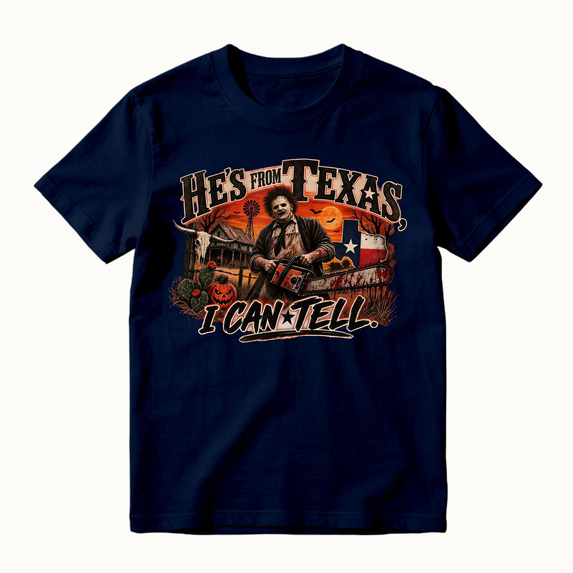He's From Texas I Can Tell Horror Spooky Season Halloween Shirt